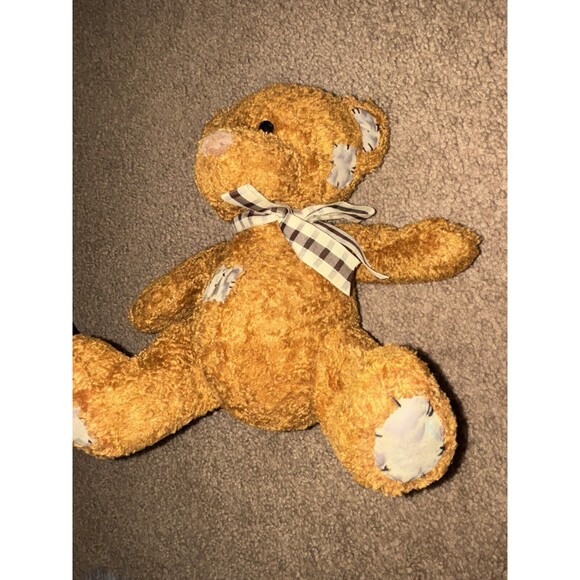Posh Paws Teddy Bear Patches Plush with Plaid Bow - Picture 6 of 10